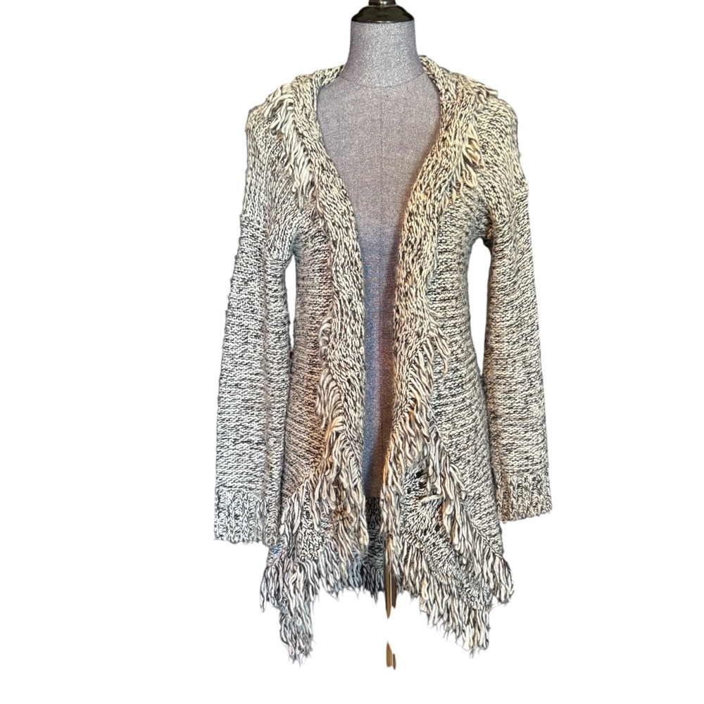 Bethany Mota Black and White Knit long open cardigan Sweater small petite women - Picture 1 of 4